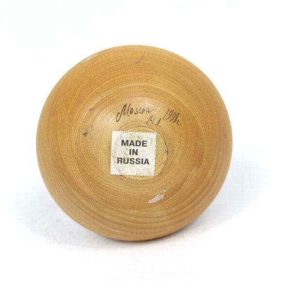 Russia Folk Art Roly-Poly Matryoshka Father Christmas Doll w/Bell Chime 1998 VTG - Picture 5 of 8